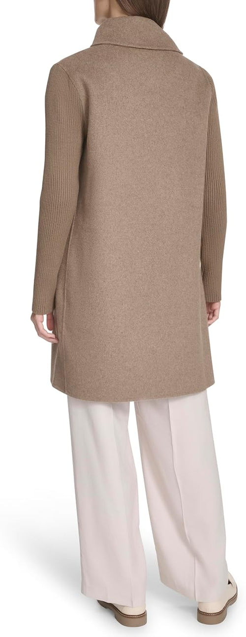 Kenneth Cole Women's Oversized Collar Full Length Wool Blend Jacket