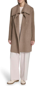Kenneth Cole Women's Oversized Collar Full Length Wool Blend Jacket